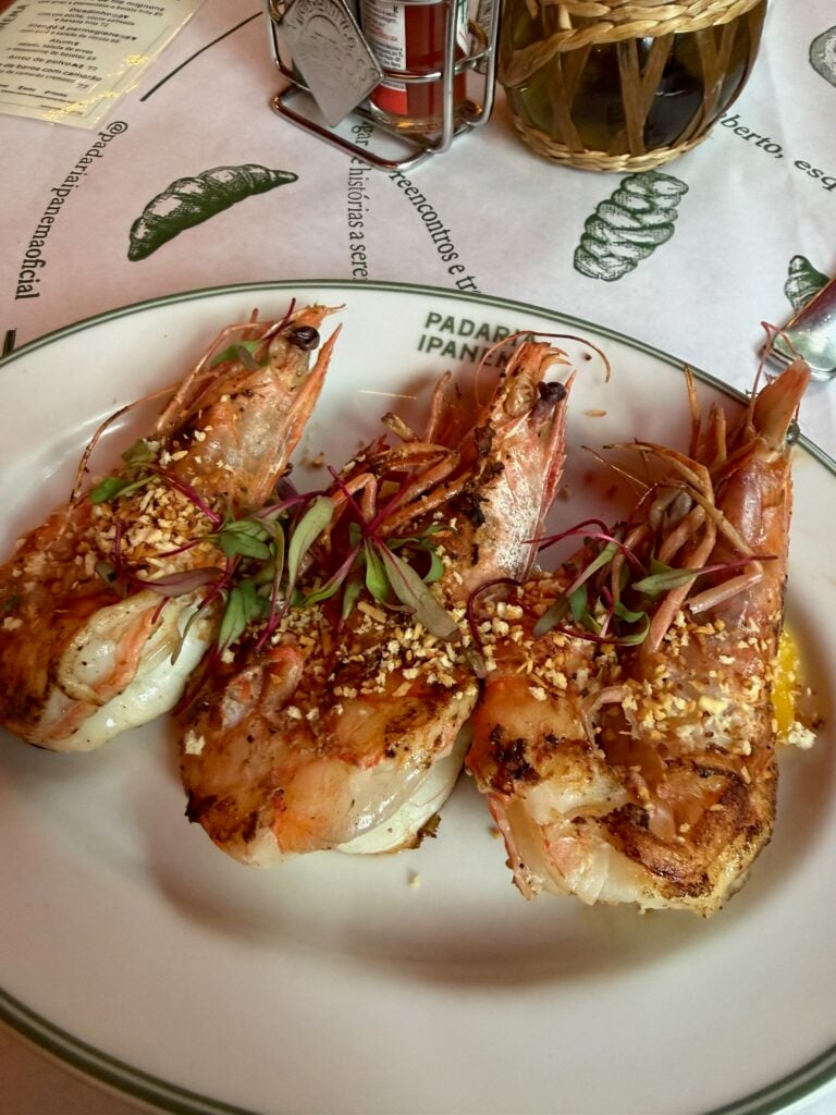 A plated shrimp dish at Padaria Ipanema